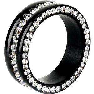 Black White Pave Set Crystal Eternity Stainless Steel Ring